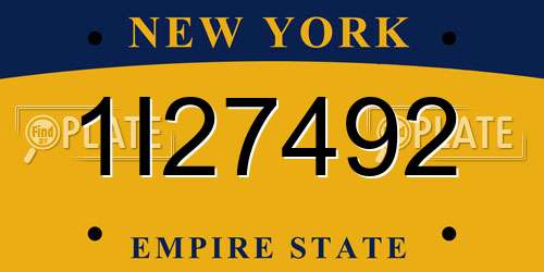 1I27492 New York License Plate