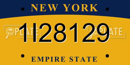 1I28129 New York License Plate
