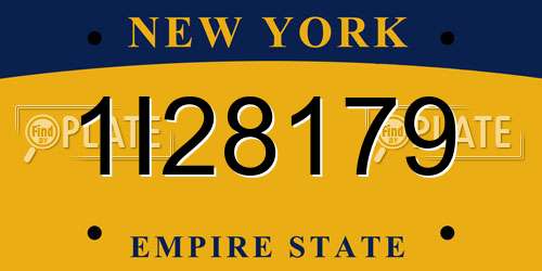 1I28179 New York License Plate