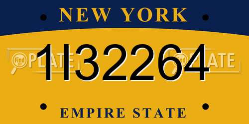 1I32264 New York License Plate