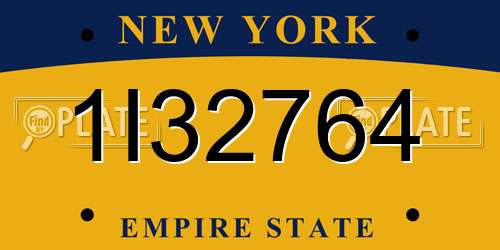 1I32764 New York License Plate