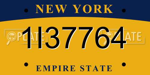 1I37764 New York License Plate