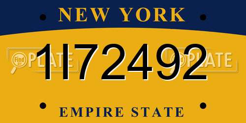 1I72492 New York License Plate
