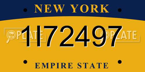 1I72497 New York License Plate
