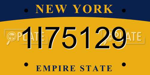 1I75129 New York License Plate