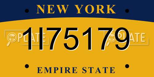 1I75179 New York License Plate