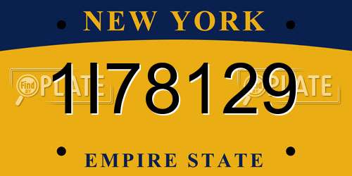 1I78129 New York License Plate