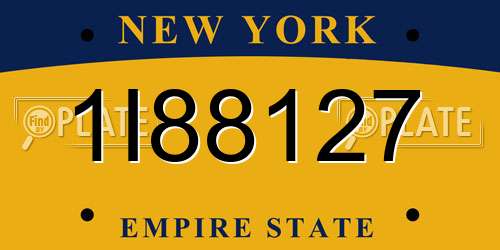 1I88127 New York License Plate