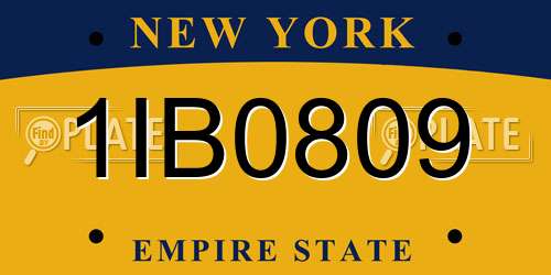 1IB0809 New York License Plate