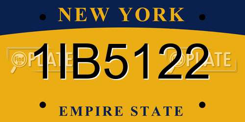 1IB5122 New York License Plate