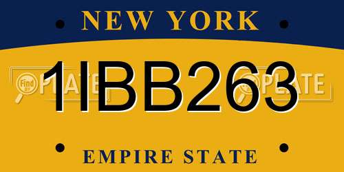 1IBB263 New York License Plate