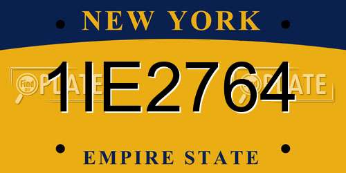 1IE2764 New York License Plate