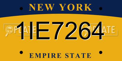1IE7264 New York License Plate