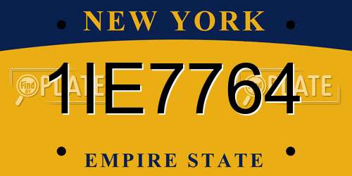 1IE7764 New York License Plate