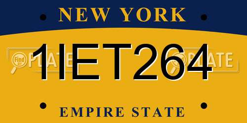 1IET264 New York License Plate
