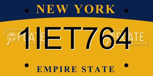 1IET764 New York License Plate