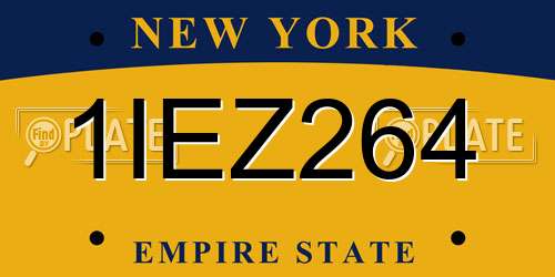 1IEZ264 New York License Plate