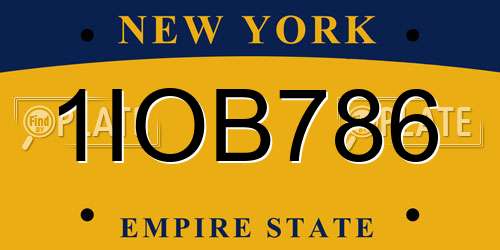 1IOB786 New York License Plate
