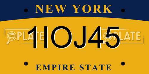1IOJ45 New York License Plate