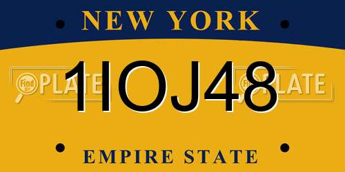 1IOJ48 New York License Plate