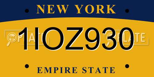 1IOZ930 New York License Plate