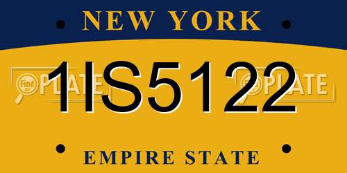 1IS5122 New York License Plate