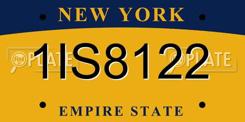 1IS8122 New York License Plate