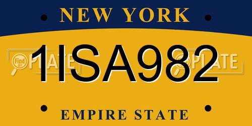 1ISA982 New York License Plate