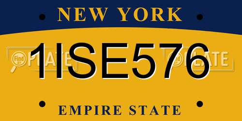1ISE576 New York License Plate