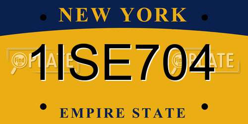 1ISE704 New York License Plate