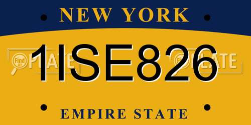 1ISE826 New York License Plate