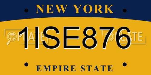 1ISE876 New York License Plate