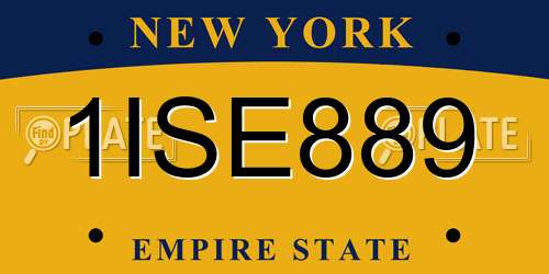 1ISE889 New York License Plate