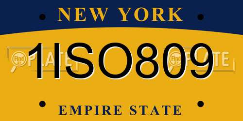 1ISO809 New York License Plate