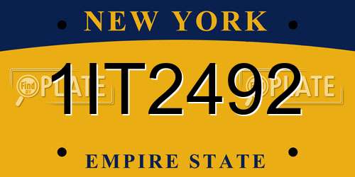 1IT2492 New York License Plate
