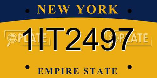1IT2497 New York License Plate