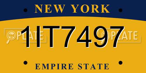 1IT7497 New York License Plate