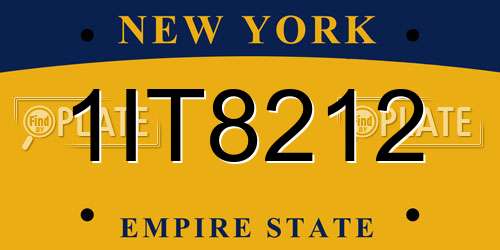 1IT8212 New York License Plate