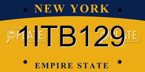 1ITB129 New York License Plate