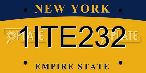 1ITE232 New York License Plate