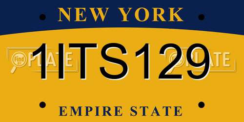 1ITS129 New York License Plate