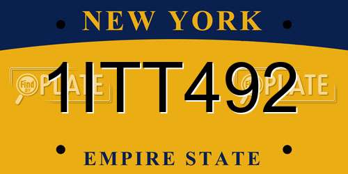 1ITT492 New York License Plate