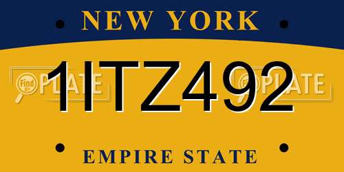 1ITZ492 New York License Plate