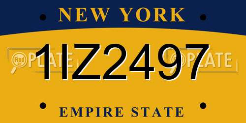 1IZ2497 New York License Plate