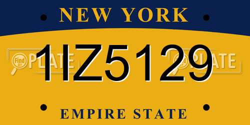 1IZ5129 New York License Plate