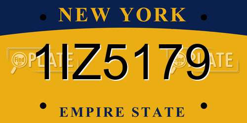 1IZ5179 New York License Plate