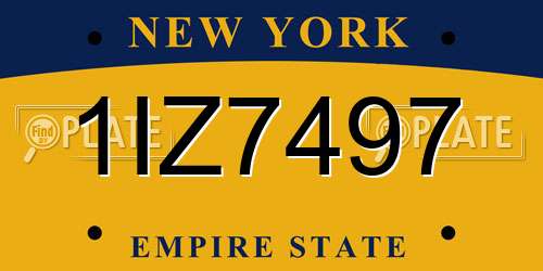 1IZ7497 New York License Plate