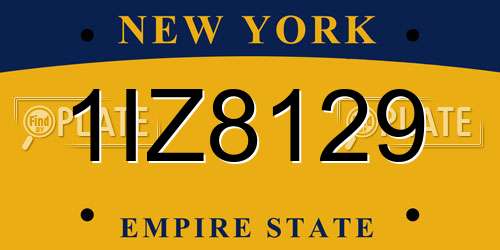 1IZ8129 New York License Plate