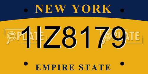 1IZ8179 New York License Plate