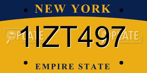 1IZT497 New York License Plate